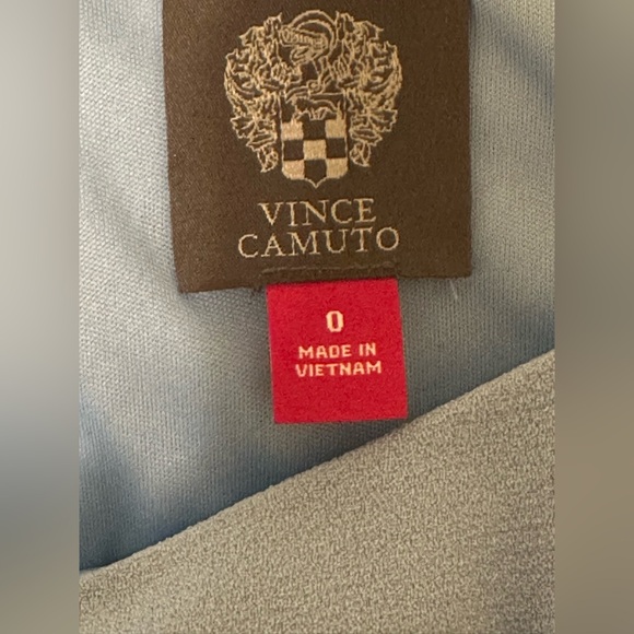 VINCE CAMUTO Air Blue TEXTURED Drop PUFF SLEEVE Crepe SHEATH DRESS 0 - Picture 3 of 5